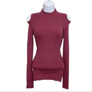 Derek Heart Cold Shoulder Long Sleeve Mock Neck Top